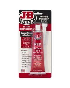JBW31314 image(1) - J B Weld J-B Weld 31314 High Temperature RTV Silicone Gasket Maker and Sealant - Red - 3 oz.