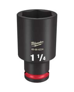 MLW49-66-6234 image(0) - Milwaukee Tool SHOCKWAVE Impact Duty  1/2"Drive 1-1/4" Deep 6 Point Socket