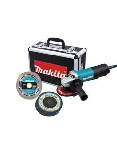 MAK9557PBX1 image(1) - Makita 4-1/2" Paddle Switch Cut-Off/Angle Grinder w/ Diamond Blade and (4) Grinding Wheels