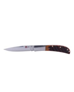 SUNAMK7006 image(0) - Sunex Knife HJBCC LB AUS8 58HRC Satin 4in Trad SSB Brown Leather P