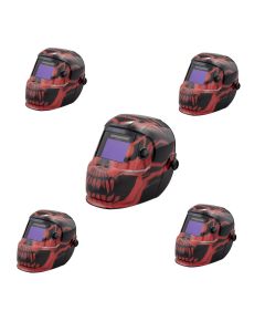 JCK47105-5PK image(0) - Jackson Safety - Quantity 5 Pack - Welding Helmet - Auto Darkening - Nylon - 3.94" x 2.36" Viewing Area - Shade 4/9-13 Variable with Grind ADF 1/1/1/2 - 370 Speed Dial Headgear - Bead Demon Graphics