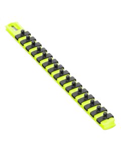 ERN8437HV image(0) - Ernst Mfg. 13&rdquo; Socket Organizer with 15 Twist Lock Clips - HI-VIZ - 1/4&rdquo;