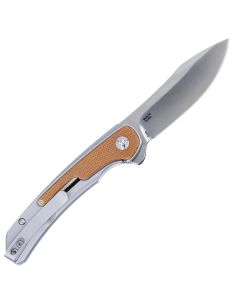 CRK6070 image(1) - CRKT (Columbia River Knife) Padawan Everyday Carry Folding Knife: Drop Point with 14C28N Steel Blade, Stainless Steel Handle w/Micarta Overlays, Frame Lock