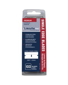 ASR62-0179 image(1) - AccuTec Pro Uncoated Stainless Steel Single Edge Razor Blade, 3 Facet, 100 Pack