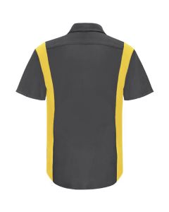 Workwear Outfitters Men's Short Sleeve Perform Plus Shop Shirt w/ Oilblok Tech Charcoal/Yellow, XL