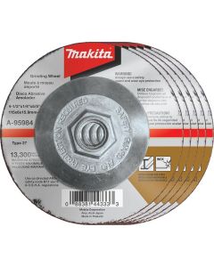 MAKA-95984-5 image(0) - Makita 4-1/2" x 1/4" x 5/8-11" INOX Grinding Wheel (Pack of 5)