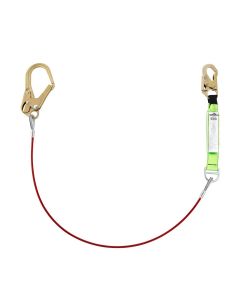 PeakWorks - Shock Absorbing Lanyards - Tear Pack 1/4" PVC Coated Cable -  Single Leg - Weight Capacity 130 to 310 Lbs - 6'