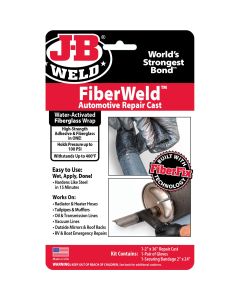 JBW38237 image(0) - J B Weld J-B Weld 38237 FiberWeld Permanent Repair Cast 2x36 Inch - High Strength Adhesive Fiberglass Wrap - Black