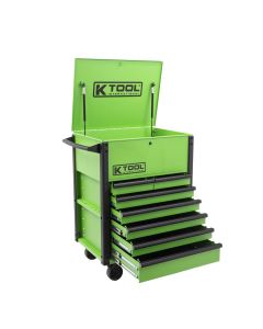 KTI75124 image(2) - K Tool International Premium 7 Drawer 750 lb. Service Cart (Matte Neon Green)