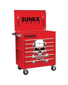 Sunex 6 Full-Drawer Professional Cart, Red w/White Skull