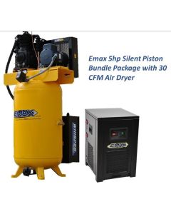 EMXESP05V080I1PK image(0) - EMAX EMAX Silent Industrial Plus 5 HP 1- Phase 2-Stage 80 Gal. Vertical Compressor with 30 CFM Dryer Bundle-With Pressure Lube Pump