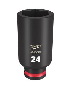 MLW49-66-6165 image(1) - Milwaukee Tool SHOCKWAVE Impact Duty  3/8"Drive 24MM Deep 6 Point Socket