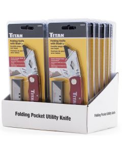 TITAN 12PC Red Folding Utility Knife Display