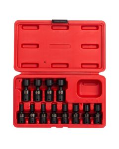 SUN1814 image(0) - Sunex SOCKET SET IMPACT 1/4IN. DRIVE 12 PC UNIV METRIC