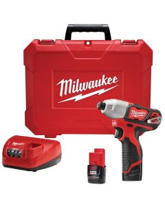 MLW2462-22 image(0) - Milwaukee Tool M12 1/4"  Hex Impact Driver Kit