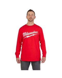 MLW608R-S image(0) - Milwaukee Tool Heavy Duty Tee - Long Sleeve Logo Red S