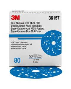 MMM36157 image(0) - 3M Hookit Blue Abrasive Disc Multihole 36157 (4PK)