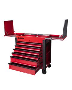 SUN8035XTFD image(0) - Sunex 6-Drawer Slide Top Service Cart, Red