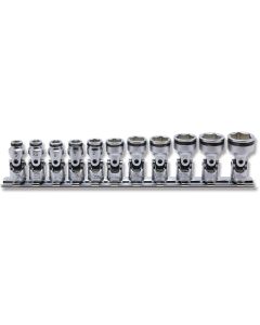 KKNRS2441M-11 image(0) - Ko-ken USA 1/4 Sq. Dr. Universal NUT GRIP&Acirc;&reg; Socket Set,  5mm-15mm - 11 pieces