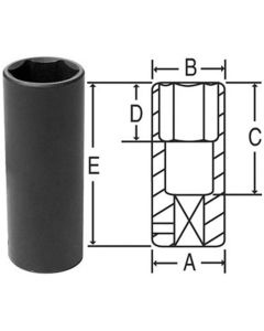 GRE2021MDT image(0) - Grey Pneumatic 1/2" Drive x 21mm Extra-Thin Wall Deep