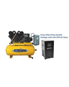 EMXEP25H120V3PKG image(0) - EMAX Silent Air 15hp 1PH 120 gallon Horizontal Duplex mounted alternating Piston Compressor --w/Pressure Lubricated pumps