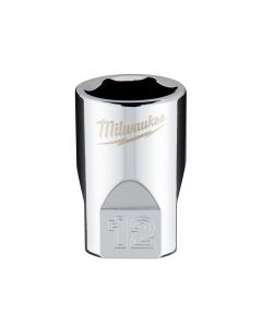 MLW45-34-9038 image(0) - Milwaukee Tool Milwaukee Tool 1/4" Drive 12mm Metric Socket with FOUR FLAT Sides, 6-Point, Vanadium Steel, Chrome