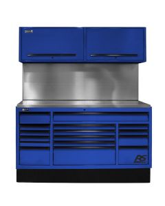 HOMBLCTS72001 image(0) - Homak Manufacturing 72 in. CTS Centralized Tool Storage with Solid Back Splash Set, Blue