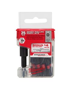 MLW48-32-5009 image(0) - Milwaukee Tool SHOCKWAVE 2.36" Magnetic Bit Tip Holder w/ Impact Phillips #2 Insert Bits