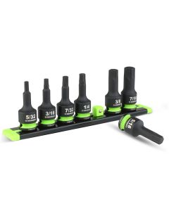 GETIHBS7S image(0) - Grip Edge Tools 7-PC 3/8'' Dr Short SAE Impact RPT Hex Driver Set