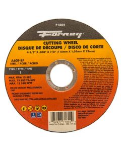 Forney Industries CUT-OFF WHEEL, METAL, TYPE 1 (FLAT), 4-1/2 IN X .040 IN X 7/8 IN 5 PK