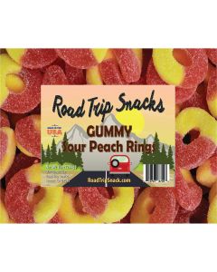THS619793-187098 image(0) - Smokehouse Jerky Road Trip Snacks Gummy Sour Peach Rings 10oz