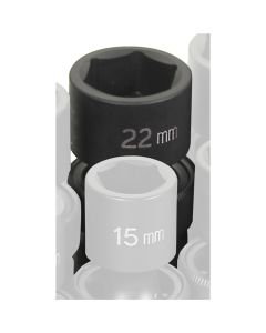 Grey Pneumatic SOC 22MM 1/2D IMP UNIV 6PT