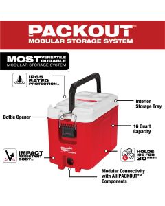 MLW48-22-8460 image(0) - Milwaukee Tool PACKOUT 16QT Compact Cooler