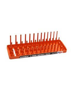 HNE14063 image(0) - Hansen Global 1/4" Metric 3-Row Socket Tray - Orange