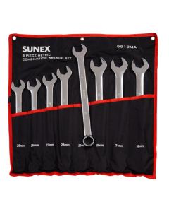 SUN9919MA image(1) - Sunex 8 piece Metric Full Polished V-Groove Combination Wrench Set