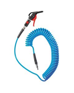 Prevost 1/4" ID x 26' Coil hose with 1/4" prevoS1 Automotive safety coupling, OSHA blow gun and 1/4"  plug