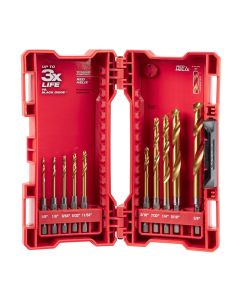 MLW48-89-4633 image(0) - Milwaukee Tool SHOCKWAVE Impact Duty RED HELIX Titanium Drill Bit Set &hyphen; 10PC