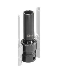 GRE1013UMD image(1) - Grey Pneumatic SOC 13MM 3/8D IMP UNIV 6PT DP BLK