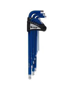 TIT12714 image(1) - TITAN 9 Pc. Xtra Long Arm Ball End Hex Key Set (Metric)