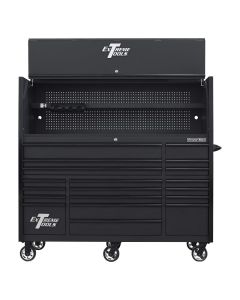 EXTRX723020HRMK image(0) - Extreme Tools RX Series 72"W x 30"D Pro Hutch & 19 Drawer Roller Cabinet Combo; Matte Black w Black Drawer Pulls