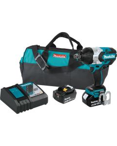 MAKXWT07T image(0) - Makita 18V LXT 5.0 Ah Brushless Cordless High Torque 3/4" Square Drive Imp Wrench Kit w/ Friction Ring Anvil