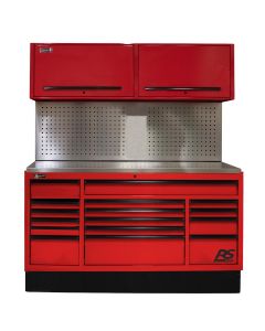 HOMRDCTS72002 image(0) - Homak Manufacturing 72 in. CTS Centralized Tool Storage with Tool Board Back Splash Set, Red