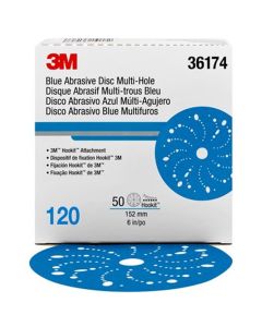 MMM36174 image(0) - 3M Hookit Blue Abrasive Disc Multihole 36174 (4PK)