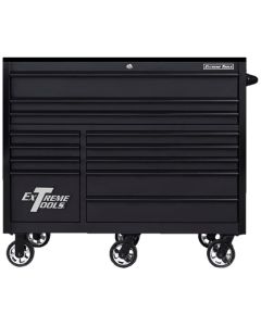 Extreme Tools Extreme Tools RX Series Professional 55"W x 25"D 12 Drawer Roller Cabinet 150 lbs slides Matte Black, Black Drawer Pulls