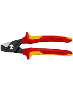 KNP9518160SBA image(0) - KNIPEX Cable Shears with StepCut Cutting Edges - 1000 V Insulated, packaged in clam shell