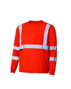Pioneer - Birdseye Long-Sleeved Safety Shirt - Hi-Viz Orange - Size Large