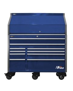 HXL Pro Series 30" Deep 18-Drawer Roller Cabinet and Top Hutch Combo -Blue