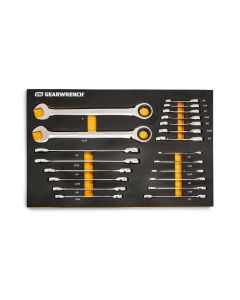 KDT86526 image(0) - Gearwrench 21 Pc. 72-Tooth 12 Point SAE Standard & Stubby Combination Ratcheting Wrench Set with EVA Foam Tray