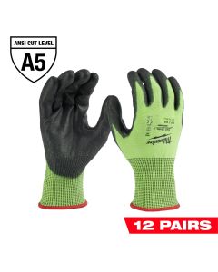 Milwaukee Tool 12 Pair High Visibility Cut Level 5 Polyurethane Dipped Gloves - M