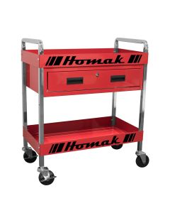 Metal Service Cart-Red 30 in. 1-Drawer